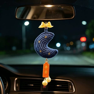 Car Pendant for Women, Handmade Crochet Hanging Ornament for Car Rearview Mirror, Interior Car Decoration, Creative Car Hanging Decoration