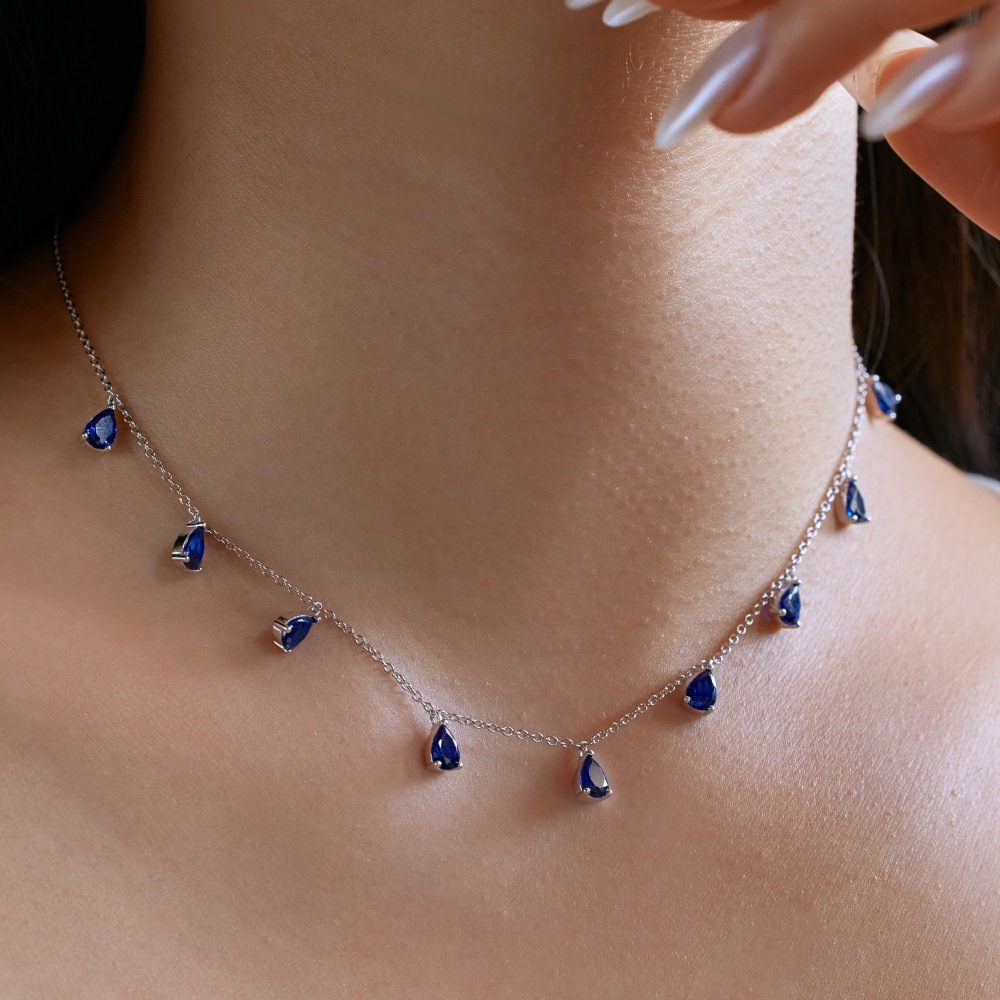 Women's Gender 925 Sterling Silver Zircon Plating Inlay Water Droplets Pendant Necklace