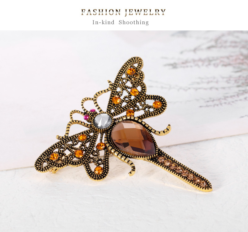 European And American Retro Big Dragonfly Brooch Full Of Diamond Brooch display picture 3