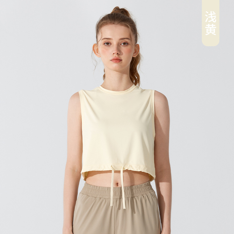 Ropa de ejercicios en línea, chaleco de yoga, camiseta de ejercicios de mangas cortas de mujer, transpirable, suelta, carrera de verano
