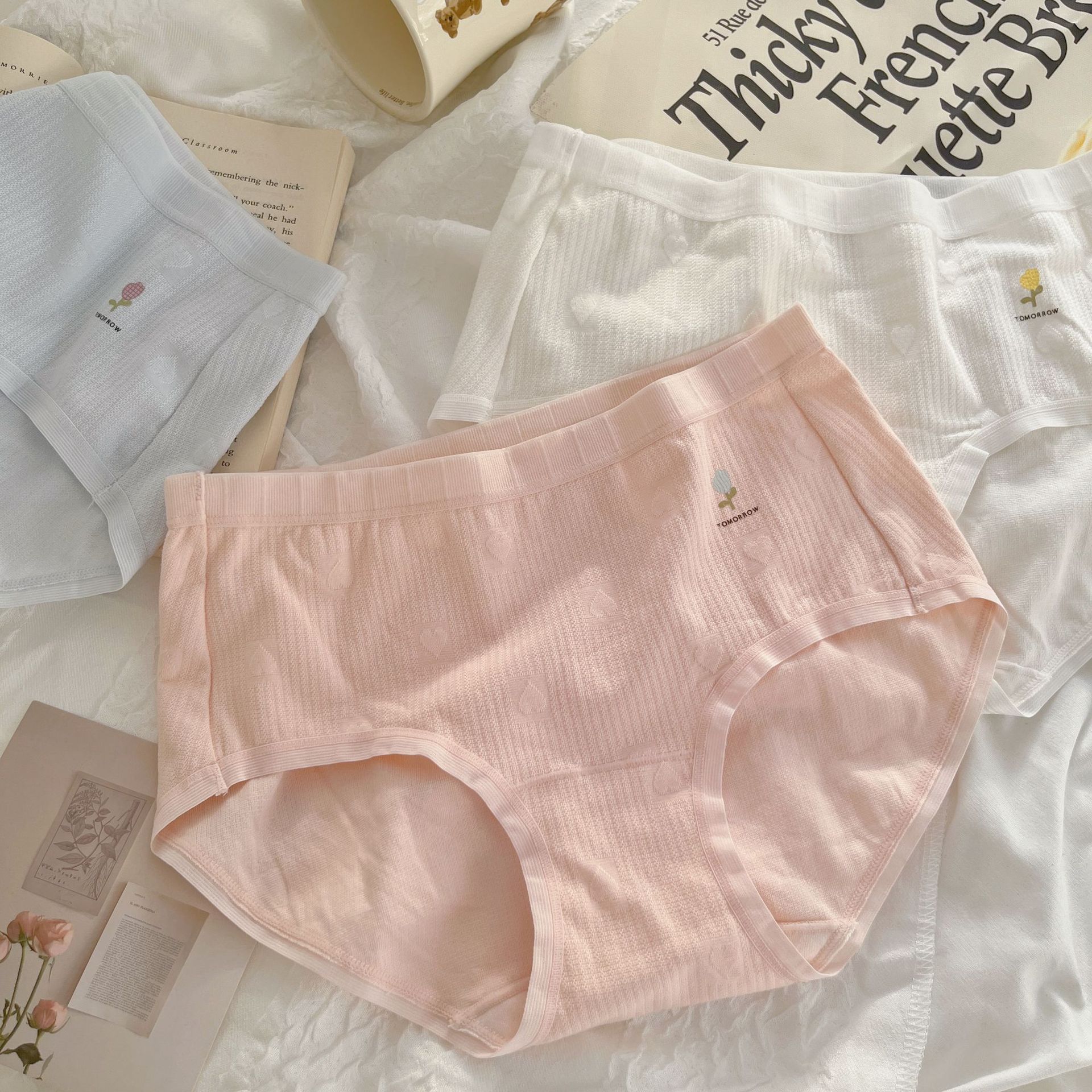 "Happy List" nuevo estilo japonés entrepierna alargada algodón ropa interior de niñas cintura media de encaje borde de cadera de mujer image 3