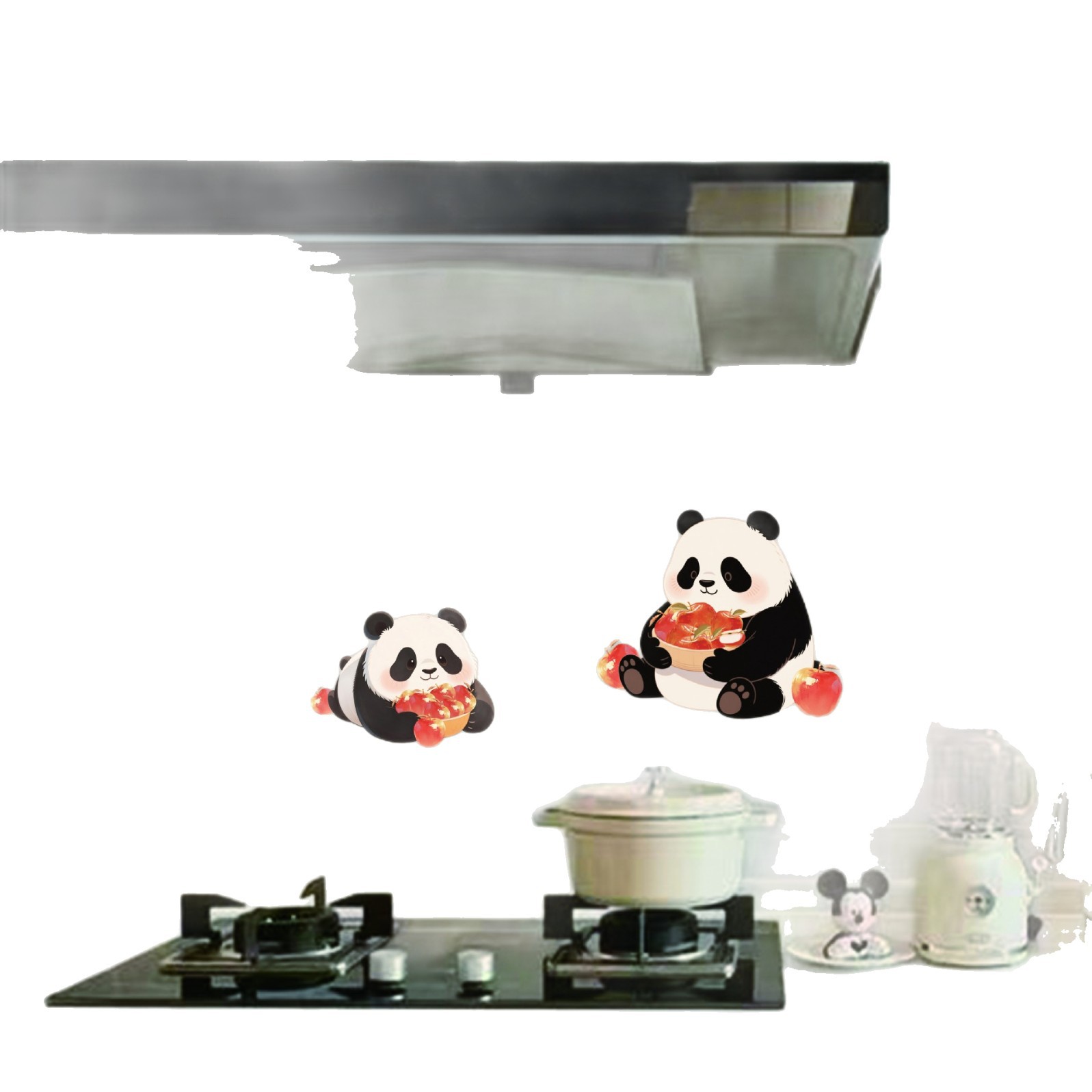Pegatinas de cocina a prueba de aceite Pegatinas impermeables y antiestáticas Pegatinas de humo de estufa resistentes a altas temperaturas Pegatinas de impresión de panda lindo