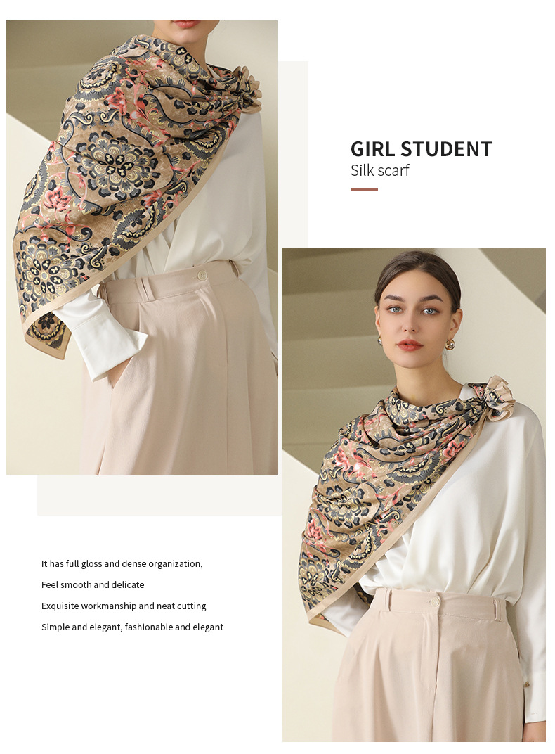 امرأة موضة فهد صقيل طباعة الحرير والأوشحة display picture 6