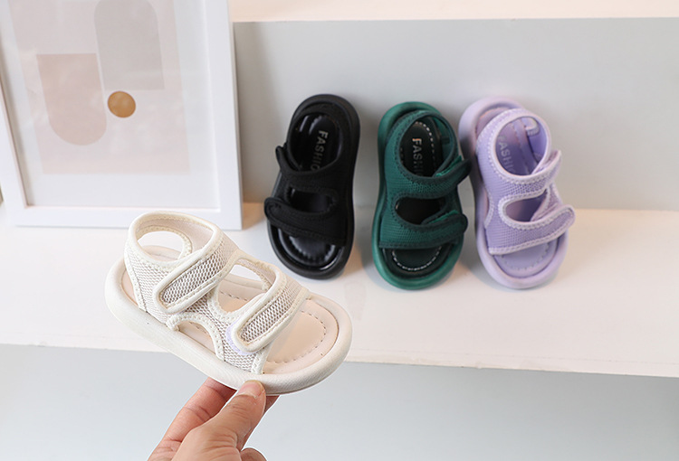 Chaussures d'été en tissu coréen pour enfants, sandales à Velcro respirantes à la mode pour bébés hommes et femmes, plage_voghion.com