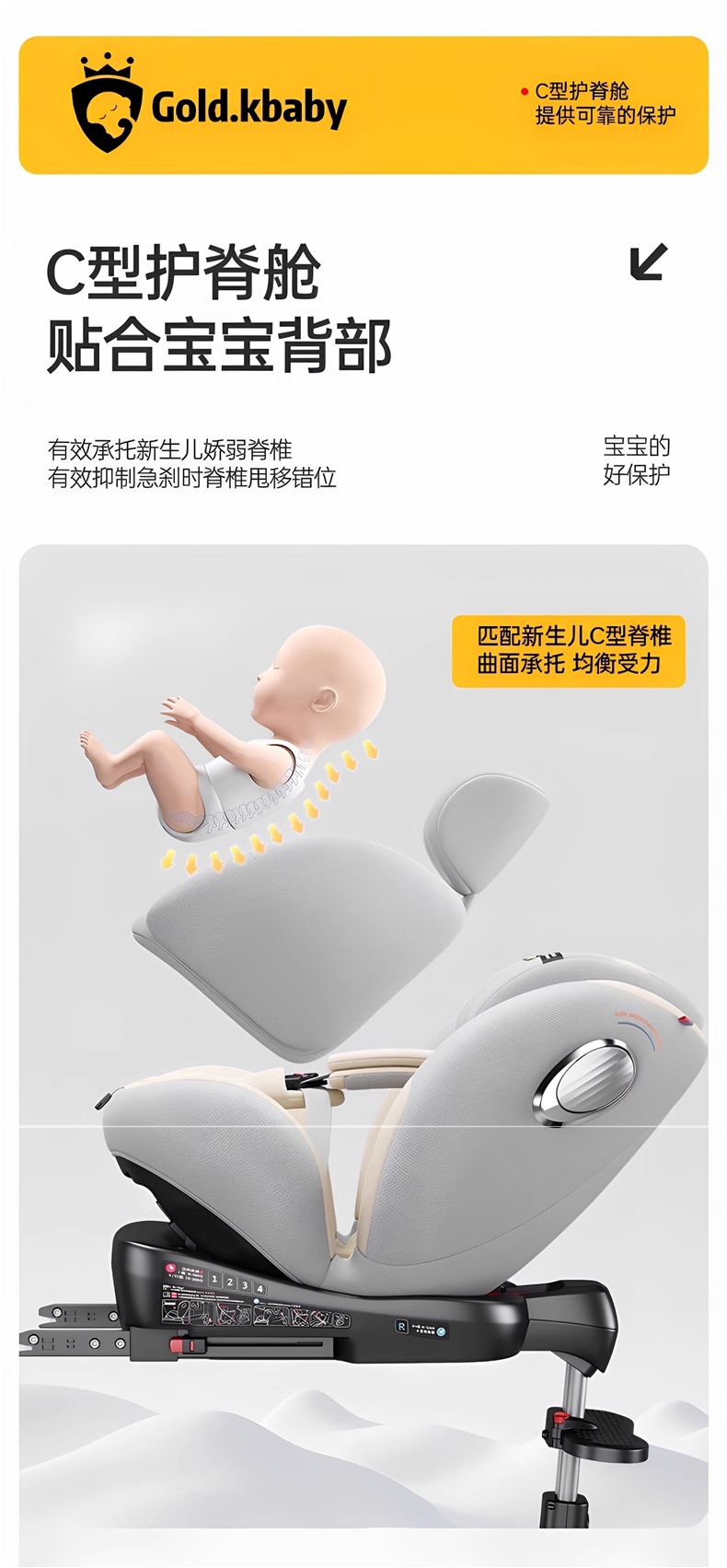 Jinkobei Children's Safety Seat for Car Use, Suitable for Infants and Babies, Can Be Used for Sitting and Reclining, Universal for Ages 0 to 12, Cotton Material
