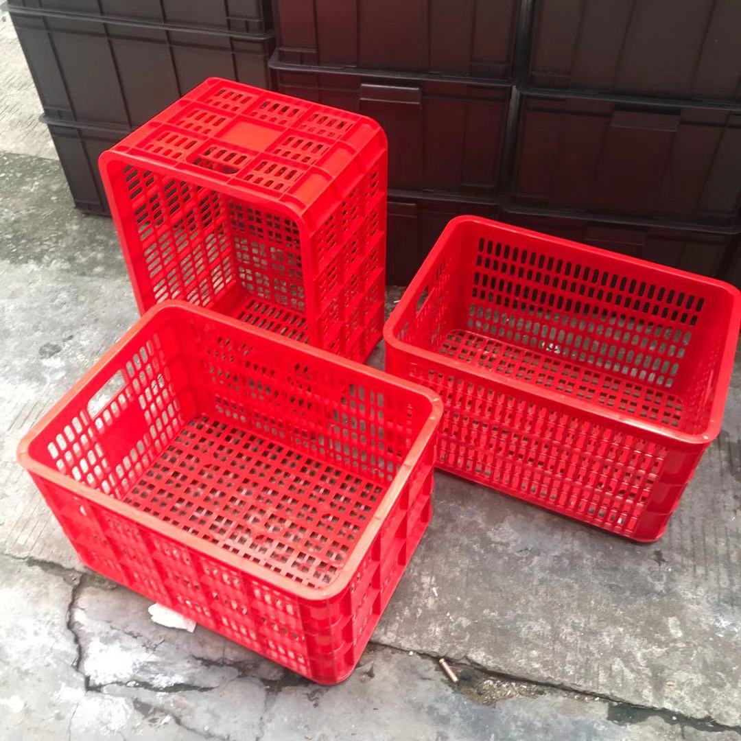 塑料筐红色加厚框子长方形蔬菜框水果筐快递货物框塑胶周转箩筐