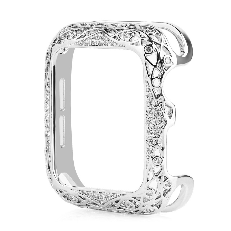 Suitable for s8 generation Apple applewatch zircon metal case s7 hollow copper Diamond iwatchse protective case