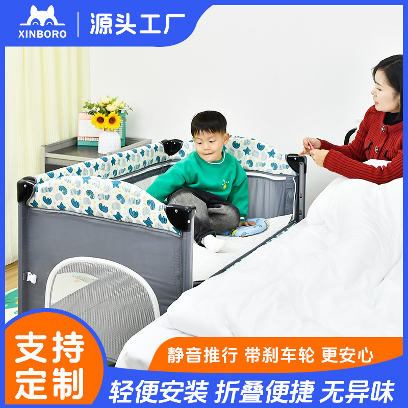 Cuna Xinboro Xinbaole para bebé, cuna móvil grande que se adapta a la cama de los padres, cuna para recién nacidos, cama para niños, con cinturón de seguridad.