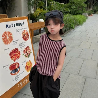 奶酪与喵男童2026夏季新款条纹背心儿童轻薄透气休闲无袖宽松上衣