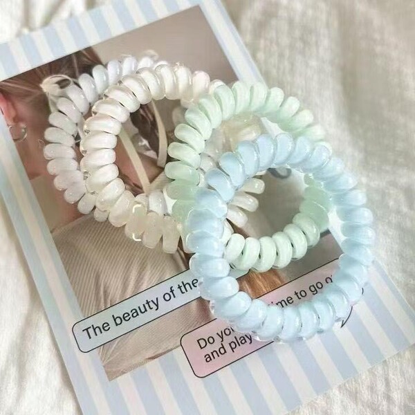 Girls' summer telephone coil ~ Jelly -colored macaron hair circle…