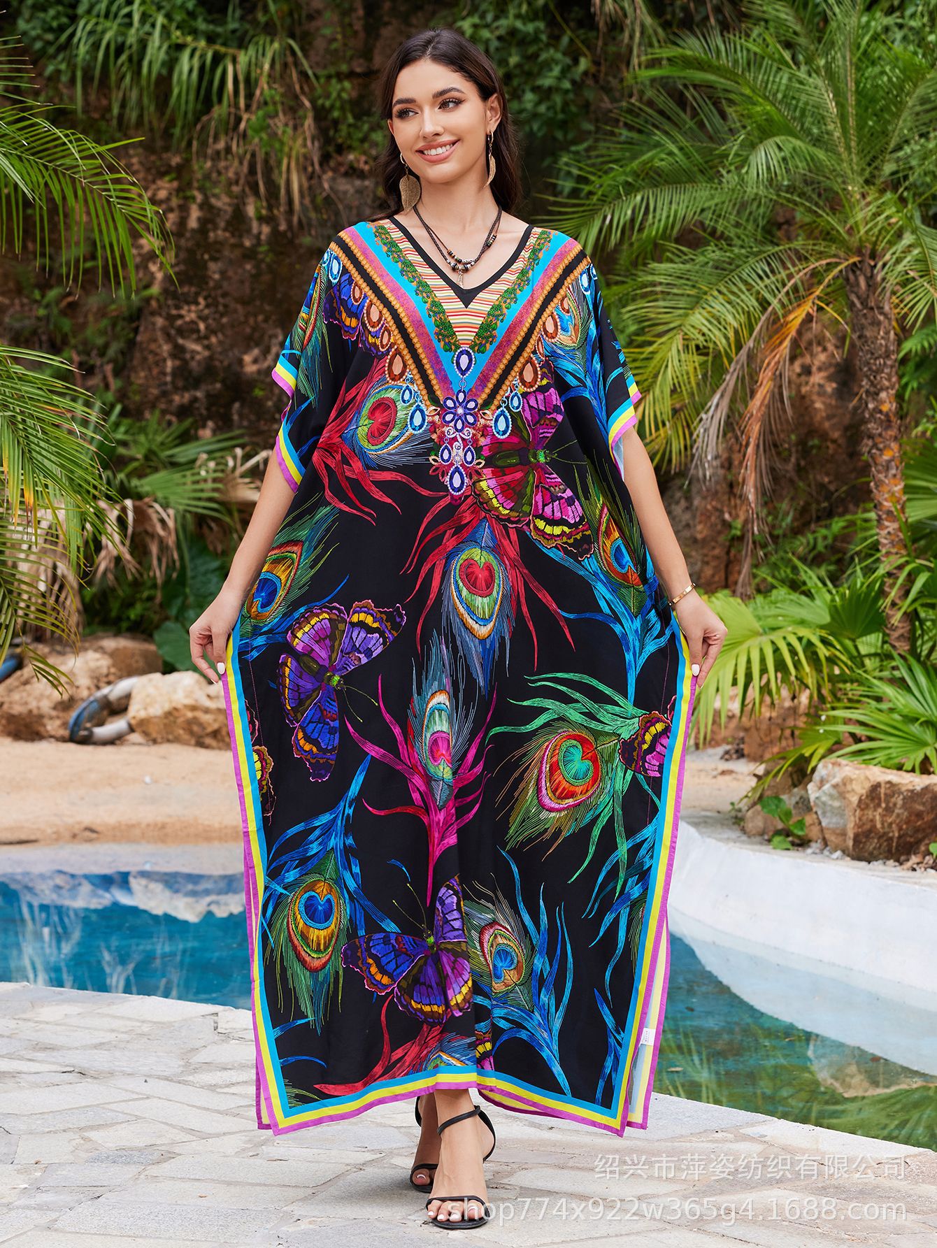 2025 nuevo algodón impresa camisa de playa vestido de vacaciones suelto bikini camisa trajes de baño mujeres AT612