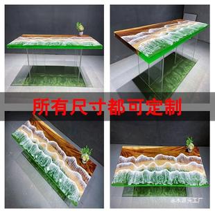 Epoxy Resin Table Tea Table Panel Solid Wood Large Board Whole Board Tea Table River Table Coffee Table Dining Table Sea Wave Log
