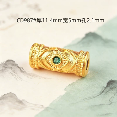 for DIY bracelets and – Zərgərlik ara hissələri - cd987-ruyi-tube-bead-inlaid-with-green-diamond