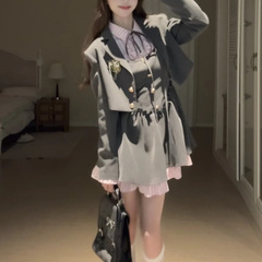 桔梗house沃茨学院秋季新品少女学院风外套连衣裙