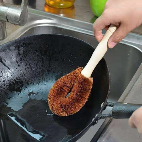 Coconut palm pot brush, non-stick oil pot brush, kitchen brush, cleaning brush, long handle cleaning brush, pot and bowl brush