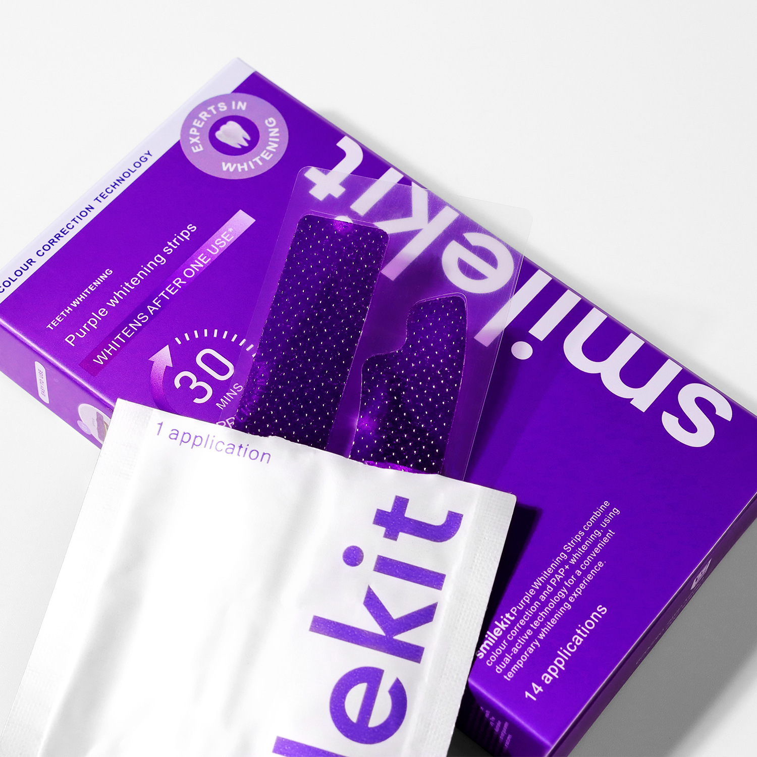 Grenzüberschreitender neuer V34 Violett Zahnaufhellungsstreifen Whitening Strips Zahnbleaching-Streifen aufhellend entgelbend leuchtend weiße Zahnstreifen