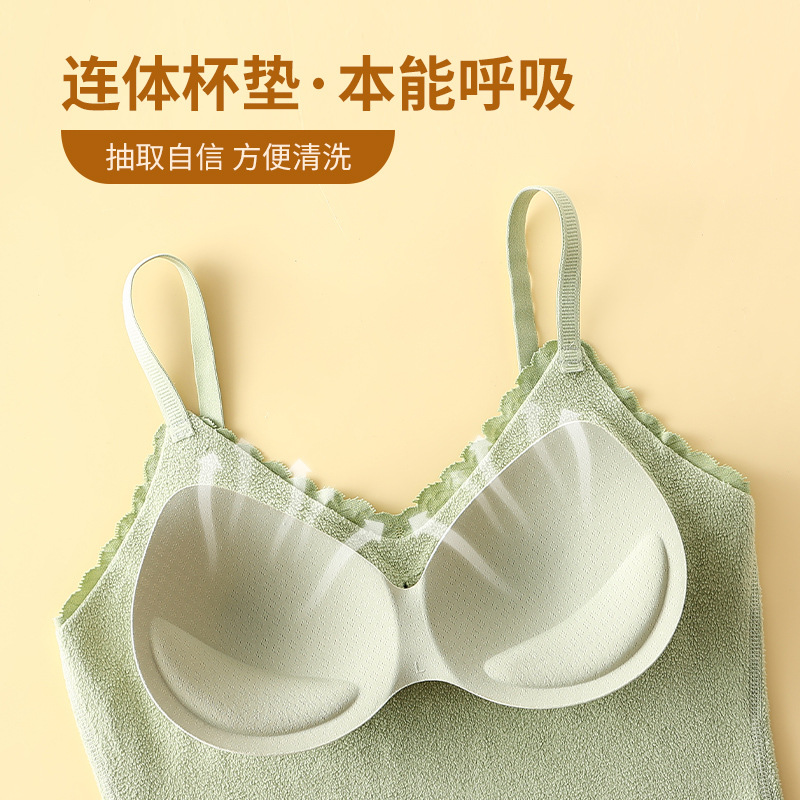 Camisola térmica de terciopelo de doble cara con almohadilla en el pecho top de ropa interior térmica sin costuras de cachemir de seda para mujer