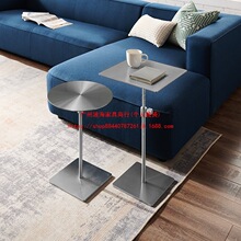 不锈钢升降边几小圆桌高脚茶几咖啡桌子移动沙发边桌轻奢金属角几