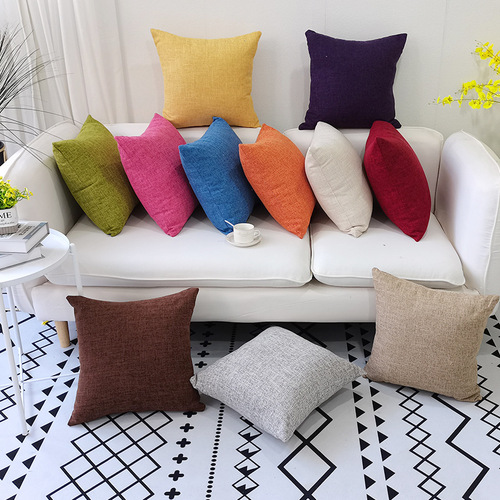 Floral Cotton Linen Sofa Pillowcases Plain Color Living Room Cross-border Amazon Home Decor Cushion Pillowcases Dropshipping