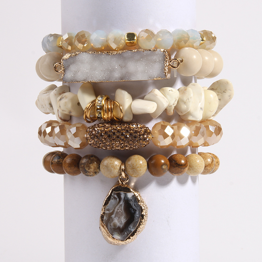 113g Weight Natural Stone Pendant Material Bracelets Classification Natural Stone Chain Material Beaded Chain Chain Type 1 Piece Quantity Holiday, Tea Party Occasion natural stone Material Geometric Pattern Women's Gender Vacation Style Vacation Geometric Natural Stone Beaded Chain Bracelets In Bulk 8