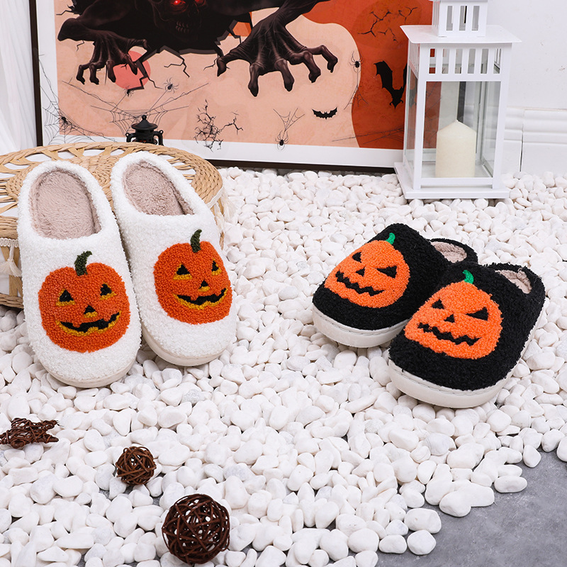 Piccolo ordine di scorta Halloween zucca autunno e inverno uomini e donne coppia pantofole di cotone casa interno_voghion.com