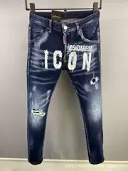 9836 printed ICON secondary fashion brand jeans European and American cross-border Men's straight Denim trousers European station Denim