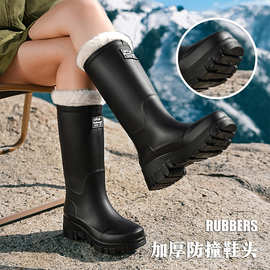 跨境韩国时尚雨鞋女下雨天软底外穿长筒雨靴厚底加绒高筒水鞋胶鞋