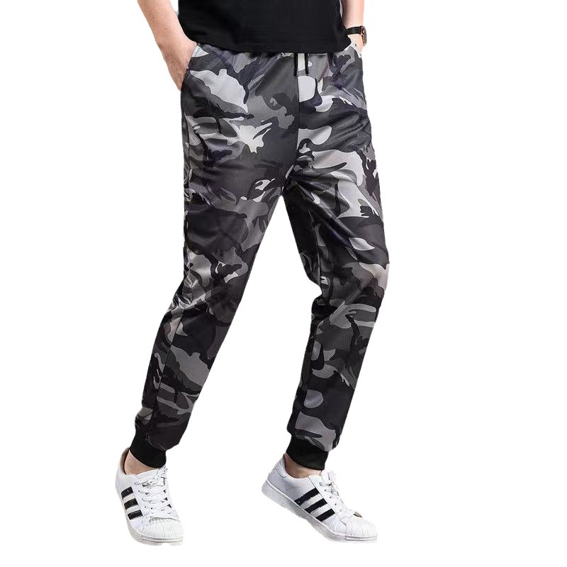 Pantalones DE TRABAJO pantalones de camuflaje casuales de los hombres más el tamaño de los hombres elásticos sueltos resistentes al desgaste resistente a las manchas pantalones atados al tobillo Pantalones deportivos de los hombres