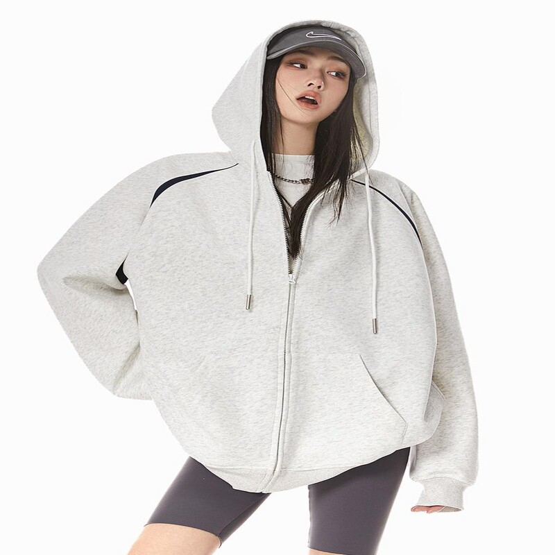 American Retro Heavy Dalian Hat Sweater Cardigan Women's Spring and Autumn 2024 New Loose All-match Casual Color Matching Jacket American Retro Heavy Dalian Hat Sweater Cardigan Women's Spring and Autumn 2024 New Loose All-match Casual Color Matching Jacket