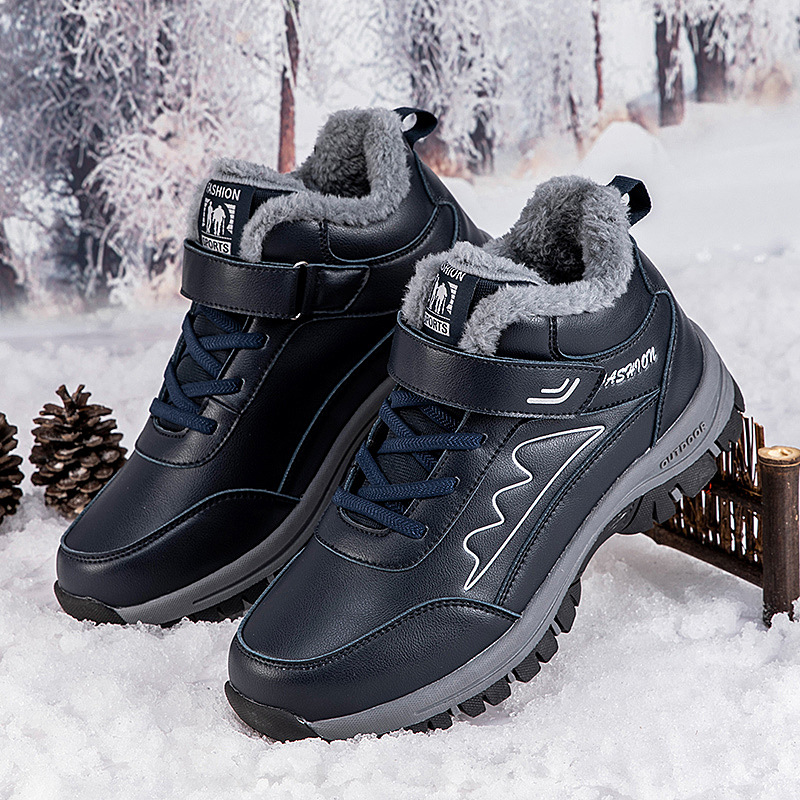 Mantener calientes los zapatos de algodón de invierno y los zapatos deportivos de terciopelo los zapatos de algodón para ancianos, los zapatos de la madre, las botas de nieve para ancianos y de mediana edad, la parte superior de la piel image 10