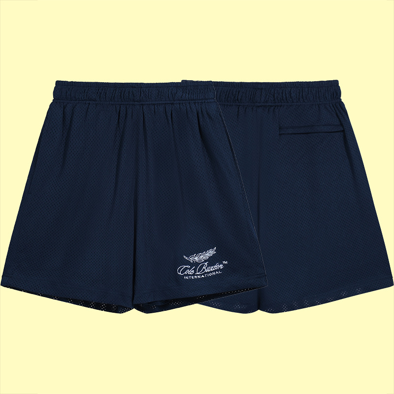 Cole Buxton nicho carta lema logo bordado malla delgada pantalones cortos deportivos casual recortada moda