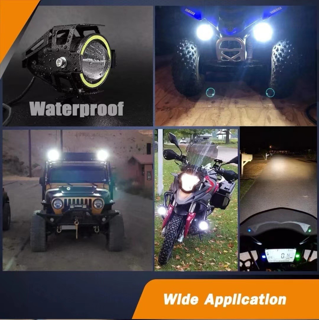 Electric car universal motorcycle U7 angel eyes flash super bright headlight modified tricycle spotlight car lights