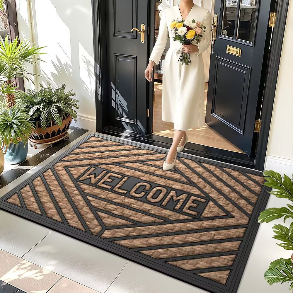 Bienvenido a entradas transfronterizas alfombras de la puerta alfombras anti-deslizante de absorción de agua alfombras de la puerta doméstica fácil de cuidar