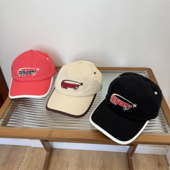 小眾包邊刺繡字母鴨舌帽女春夏韓版街頭潮牌情侶軟頂遮陽棒球帽男