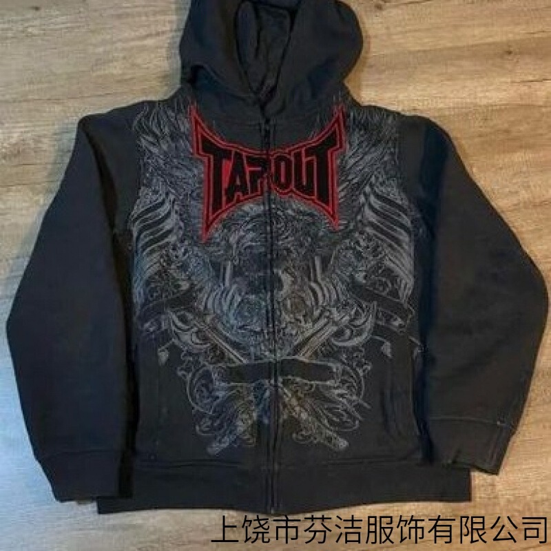 2025 Cross-Border Popular Y2K Skeleton Zipper Hoodie 90S Retro Pattern Printed Zipper Top Sports