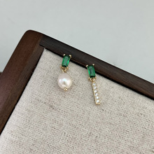 韩国东大门代购同款耳环女祖母绿耳环小巧精致水钻耳钉珍珠耳饰品