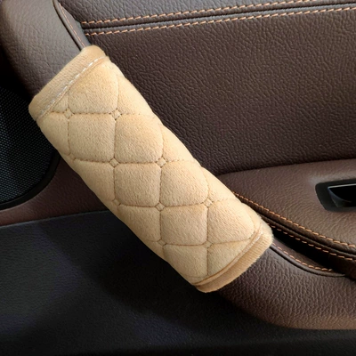 Sürətlər qutusu və əl tormozu başlıqları Cover Flannel Embroidered Handle Gloves - diamond-beige-door-handle-gloves-1-pair