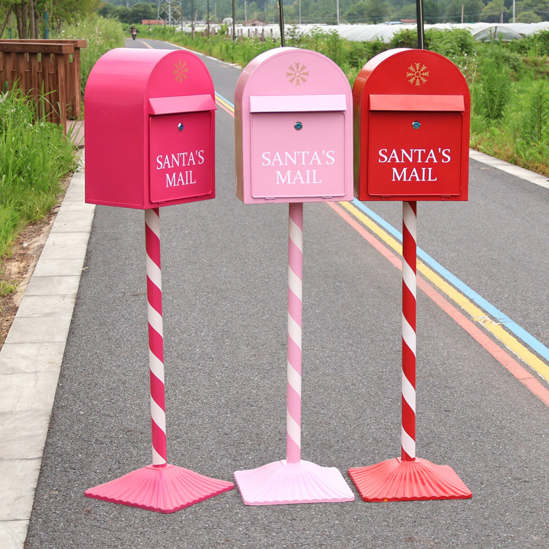 Caja de correo de hierro forjado retro europea modelo de caja de correo de opinión al aire libre a prueba de lluvia con cerradura caja de correo de periódicos accesorios de decoración roja en línea image 5
