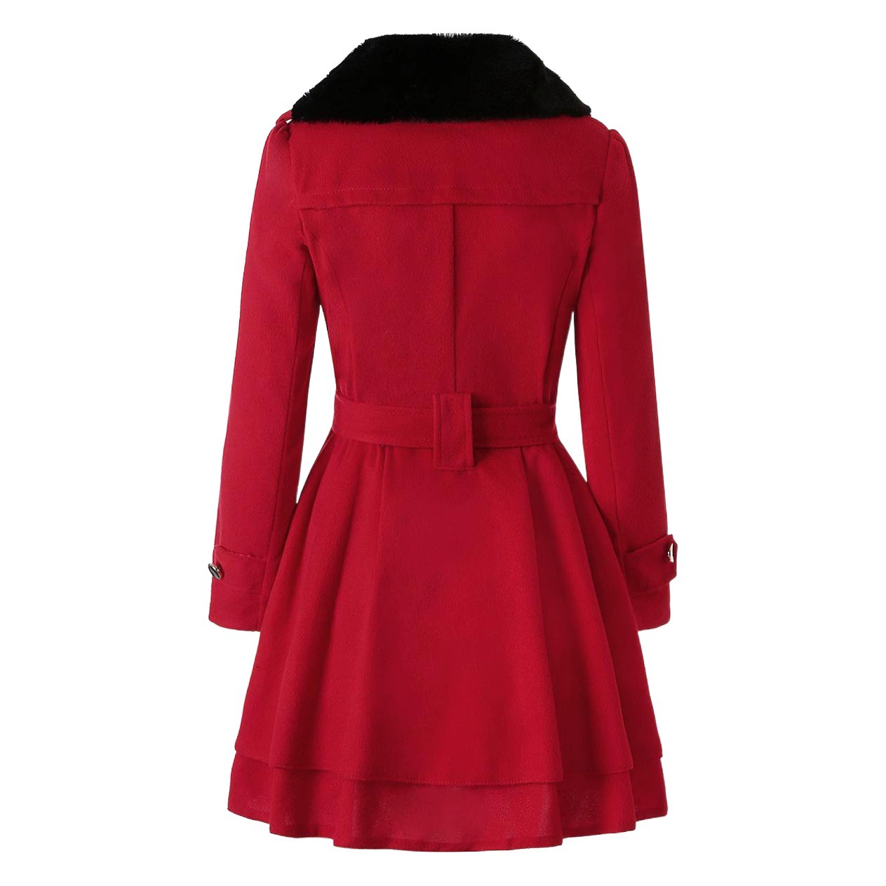 Новое шерстяное пальто средней длины в европейском и американском стиле с двубортной застежкой и утолщенным меховым воротником от AliExpress и Wish