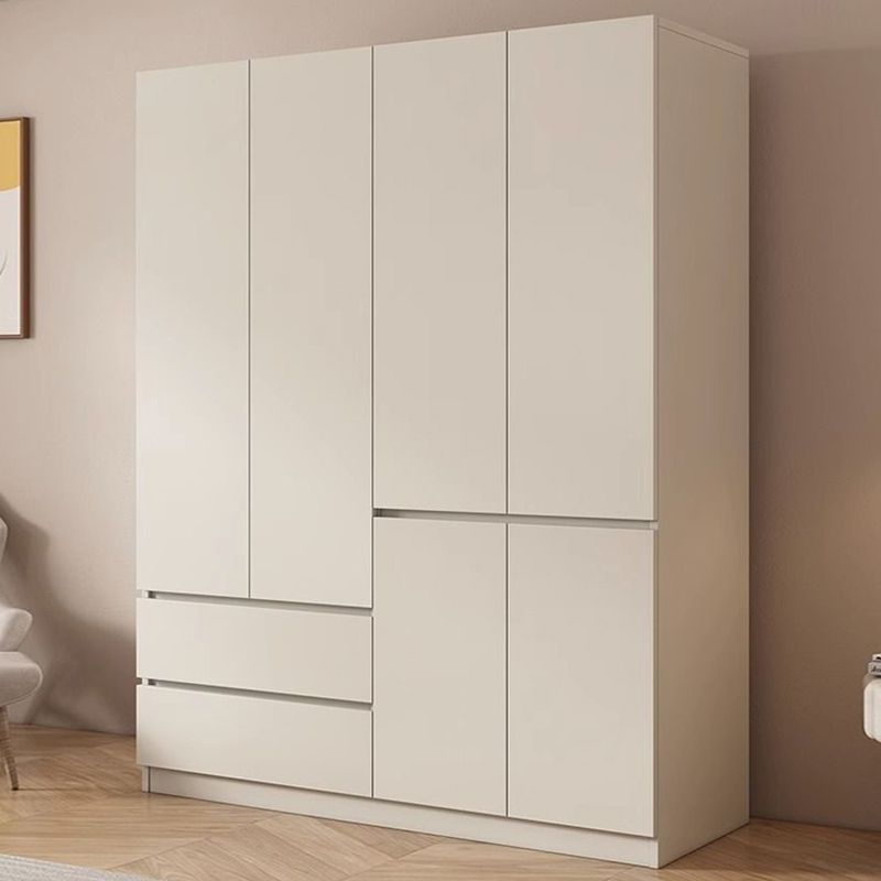 Wardrobe for Home Bedroom Solid Wood Durable Light Luxury Storage Cabinet Small Apartment One-Door Cream Style Large Wardrobe
