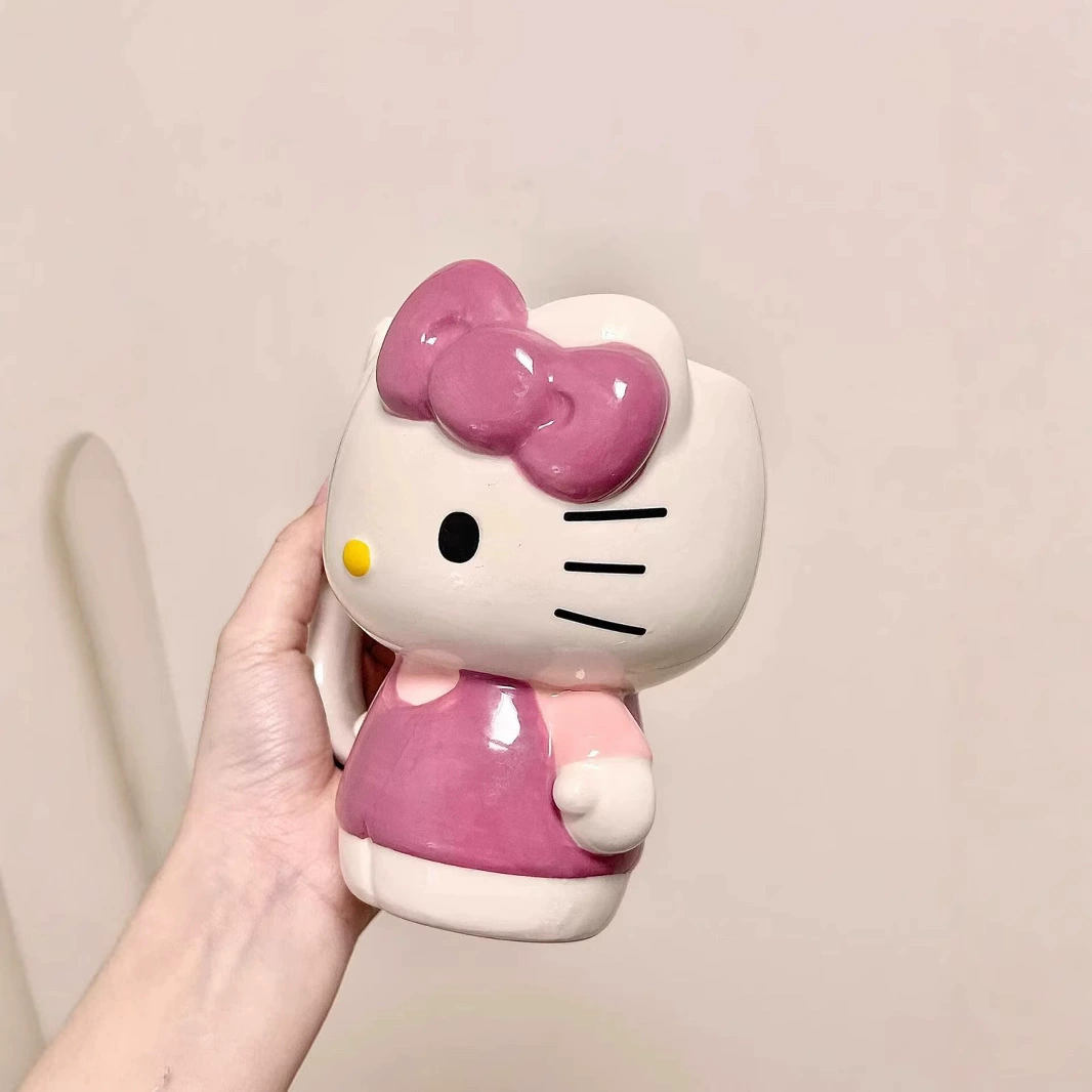 Керамическая чашка Hello Kitty Katie Cup Creative Mark Cup Cartoon Cute Girls Water Cup практичная большая ёмкость