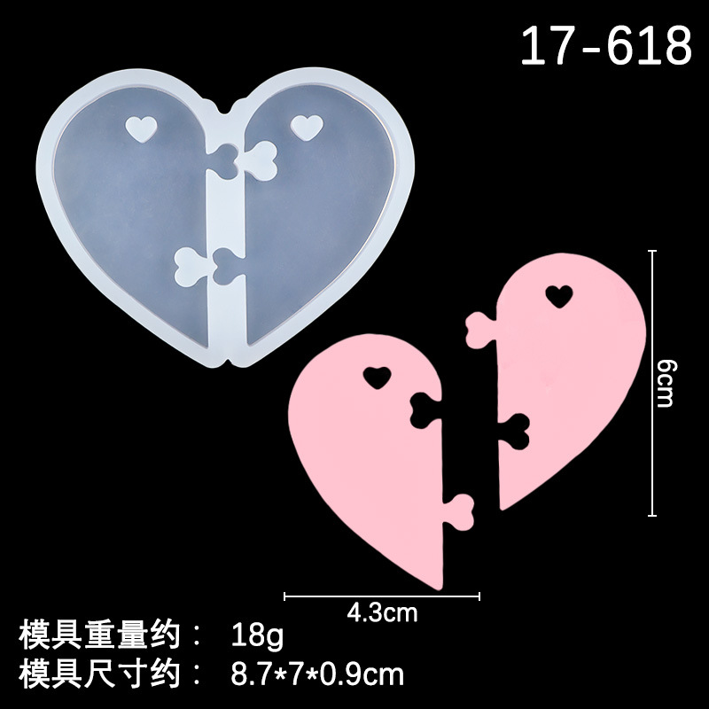 Creativo amor rompecabezas espejo llavero epoxi molde de silicona pastel de San Valentín galleta molde de decoración de chocolate