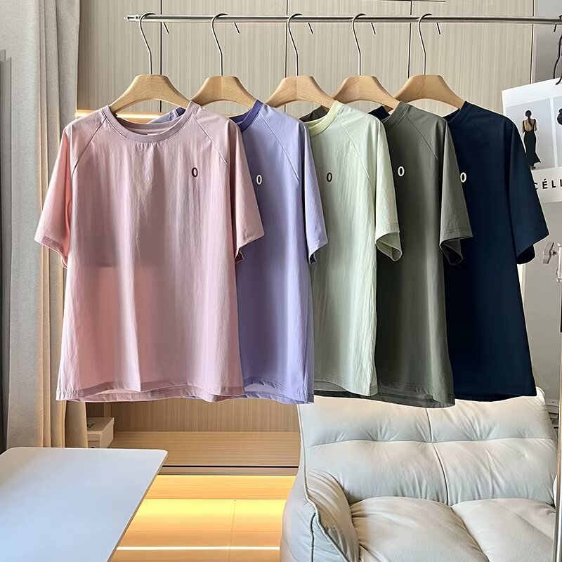 Couple Style Summer Quick-Drying Mesh Cut Out Round Neck Simple Versatile Loose Casual Short-Sleeved T-Shirt Women's Half-Sleeved Couple Style Summer Quick-Drying Mesh Cut Out Round Neck Simple Versatile Loose Casual Short-Sleeved T-Shirt Women's Half-Sleeved