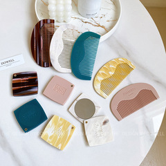 Duowei jewelry acetate plate cross-border comb mirror set with engraved LOGO retro high-end anti-static hair comb