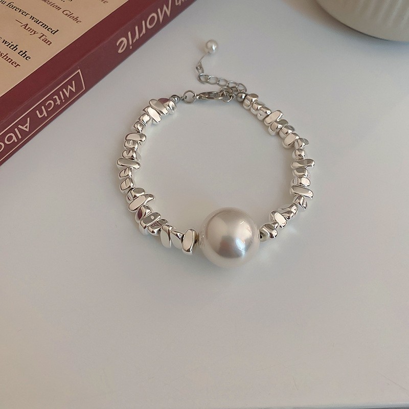 Pulsera de plata rota de perlas de circón de lujo ligero francés, pulsera simple de nicho, pulsera de todo fósforo, joyería de alta gama femenina de verano