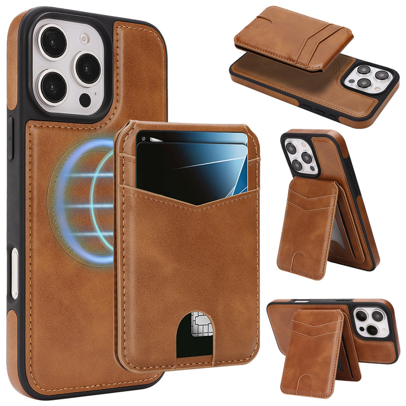 Suitable for Apple 17 Two-In-One Magsafe Magnetic Phone Case 16Pro Pure Color Strong Magnetic Business Anti-Fall Case Export