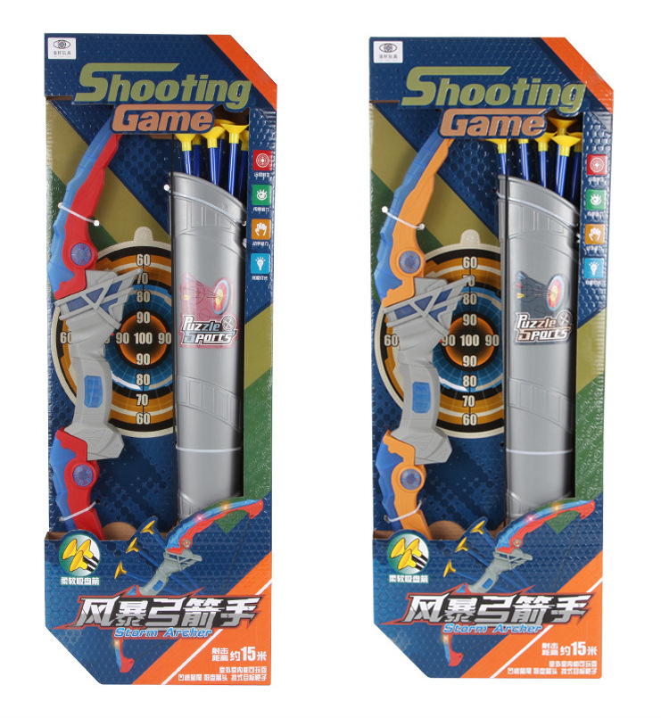 Wholesale storm shooter simulation bow arrow set toys with light new children's toys hot cross-border explosions