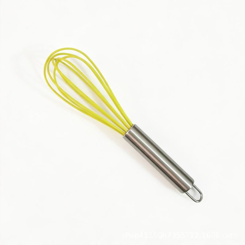 Batidor de huevos de silicona manual de acero inoxidable crema dispensador de mano licuadora mini herramienta de horneado casera colorida image 12
