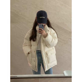 现 2025冬季新款韩国设计师OU*CE减龄立领保暖抽绳羽绒服外套