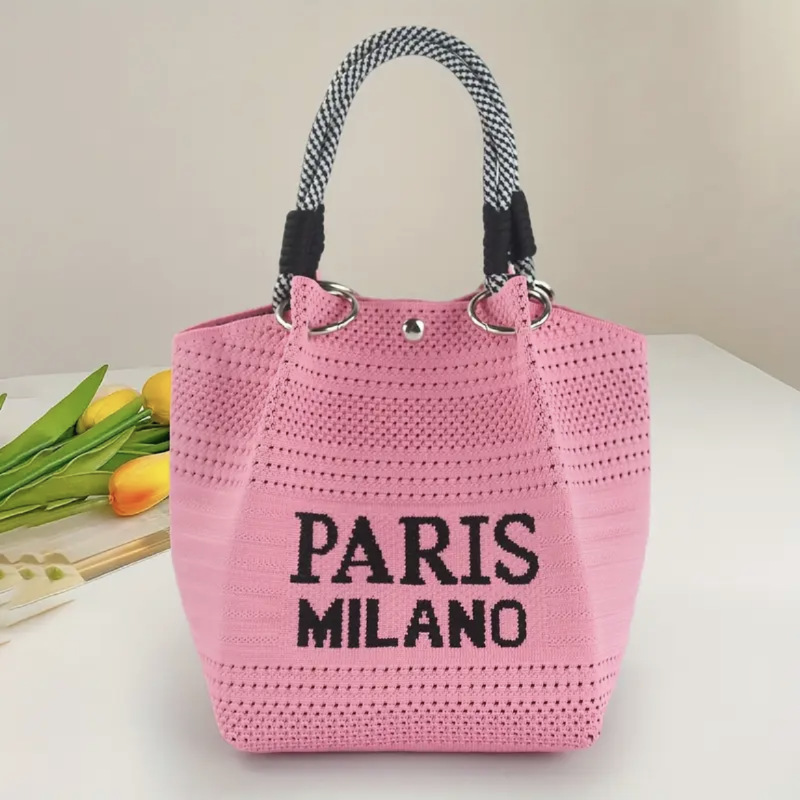 Transfronterizos bolsos de moda de punto exquisitos portátiles bolsas de balde de ocio de mujeres bolsas de almuerzo de estudiantes